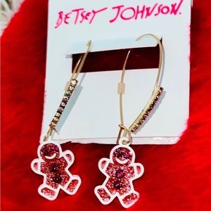 Betsey Johnson Pink Gingerbread Man Earrings